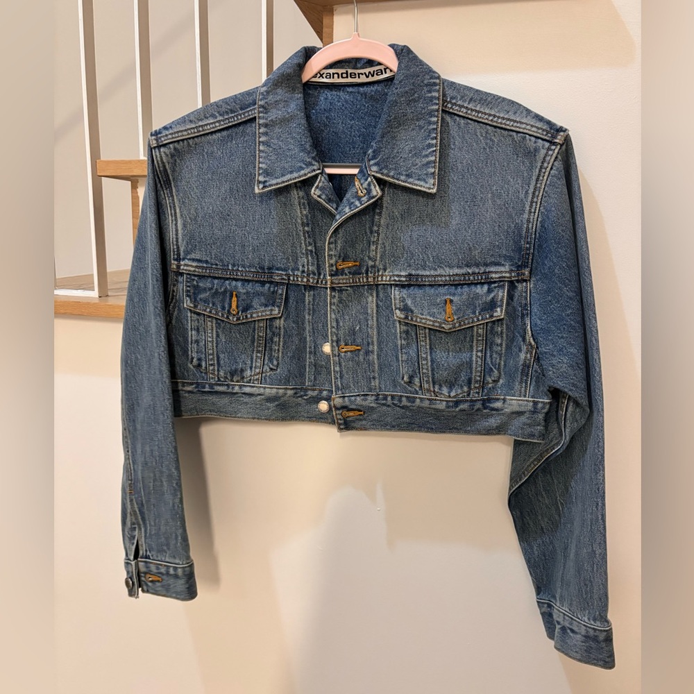Alexander Wang oversized denim jean jacket, alternated to be shorter, size S
